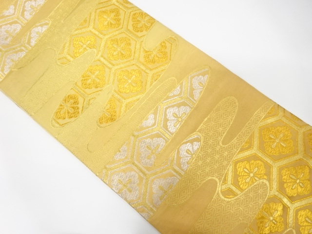 JAPANESE KIMONO / ANTIQUE FUKURO OBI / SILK / WOVEN EGASUMI PATTERN